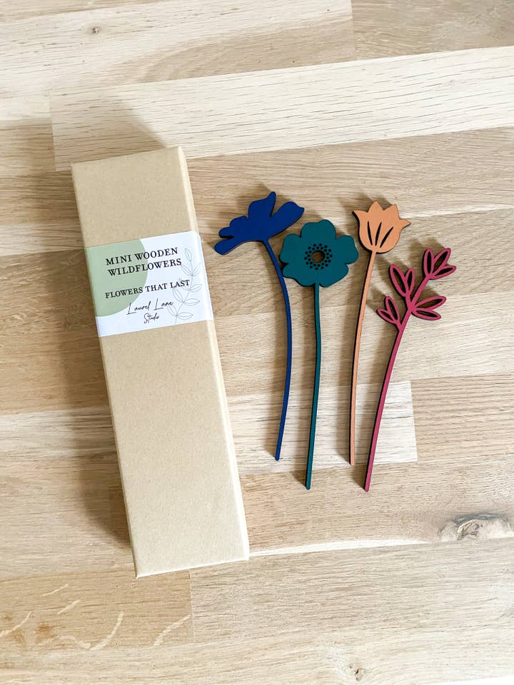 Mini Wooden Wildflowers Set - Multi for wholesale by Laurel Lane Studio