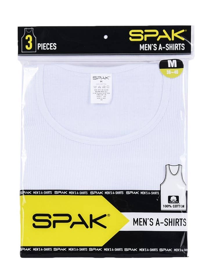 White Spak Men’s A-Shirts SPK001 3 Pack for wholesale on Faire1