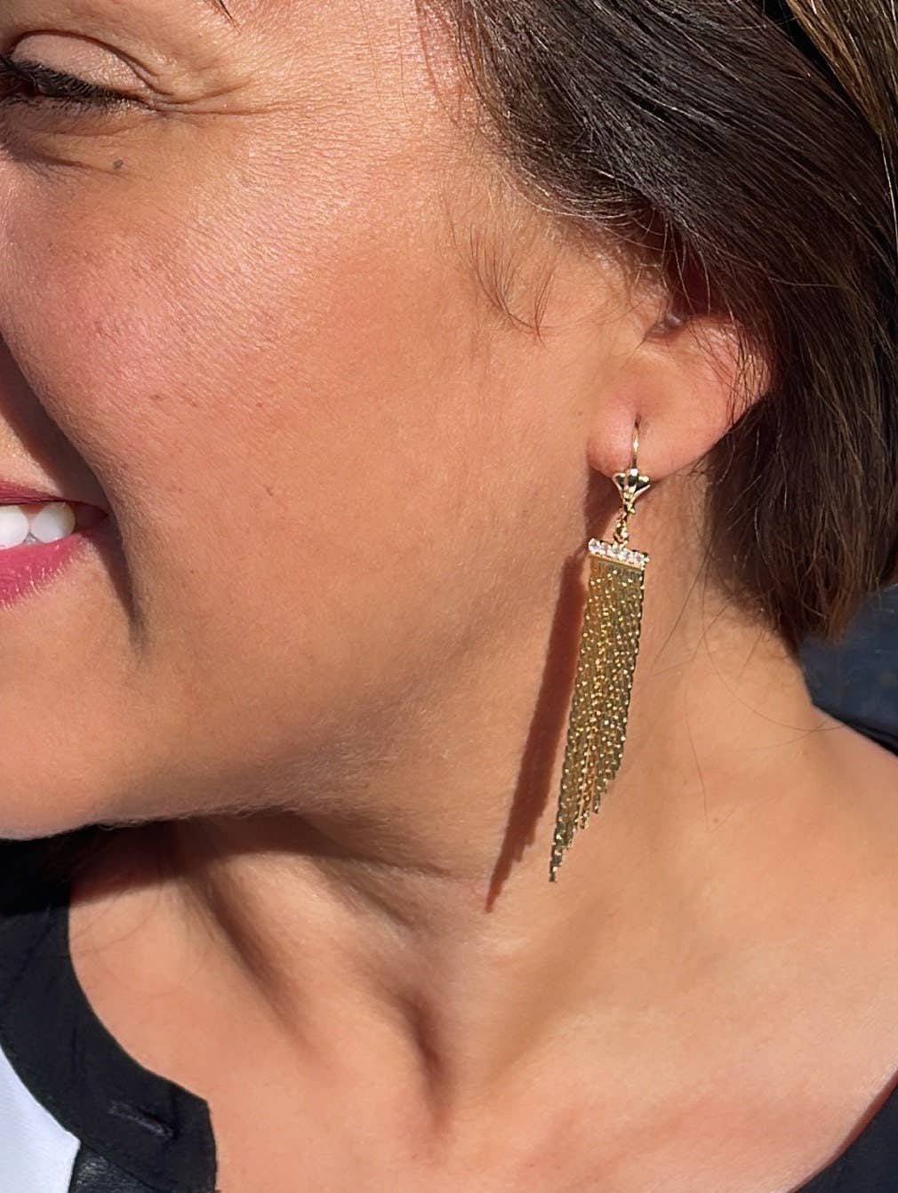 Gold 18k GF Long Fringe Dangling Earrings Wholesale Jewe for wholesale on Faire5