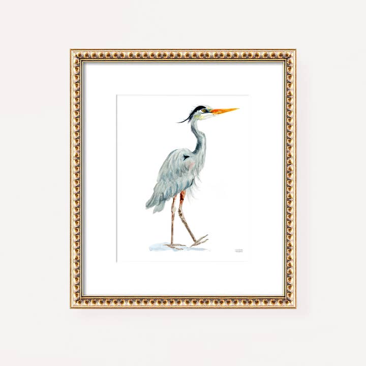 Watercolor Blue Heron No2 Art Print by Michelle Mospens for wholesale by Michelle Mospens