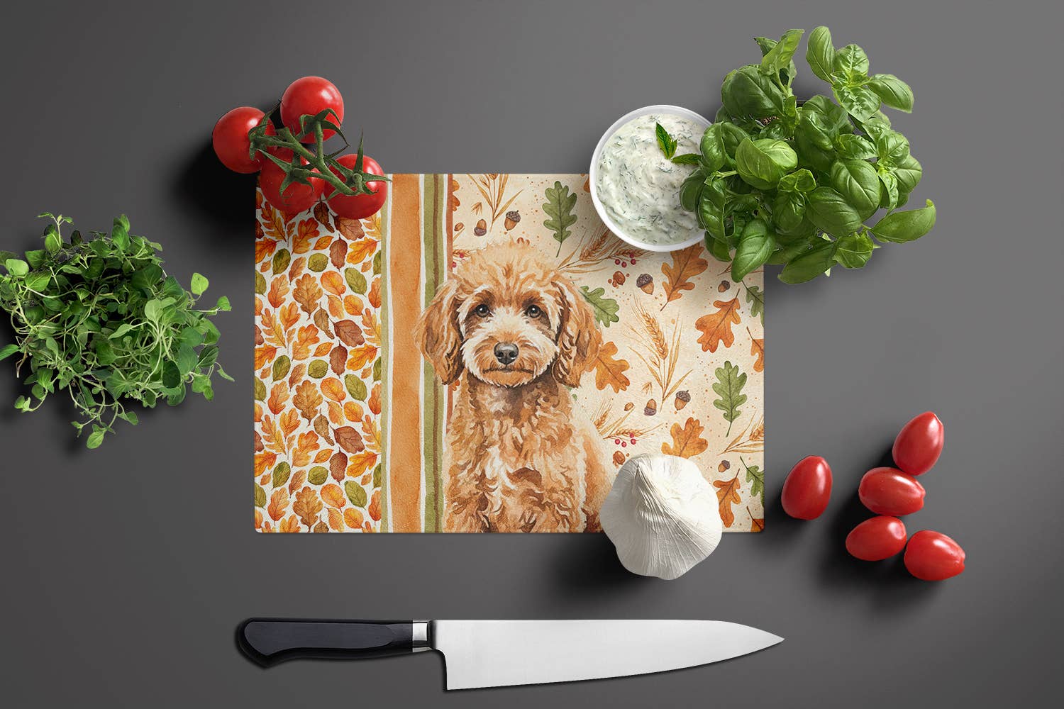 Caroline's Treasures - Wholesale Cutting Board - Miniature Apricot Poodle Heirloom Fall Cutting Board WDK7961