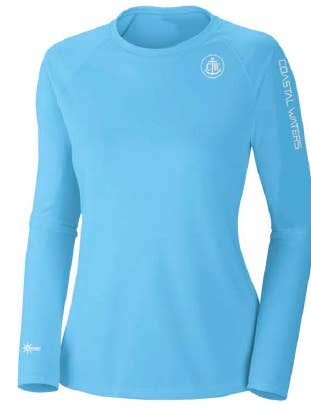 Coastal Waters Supply Company - Wholesale Athletic top – Women′s - Coastal Waters Crew Neck Women's UPF 50 Sun Protection Tee- Sky Blue
