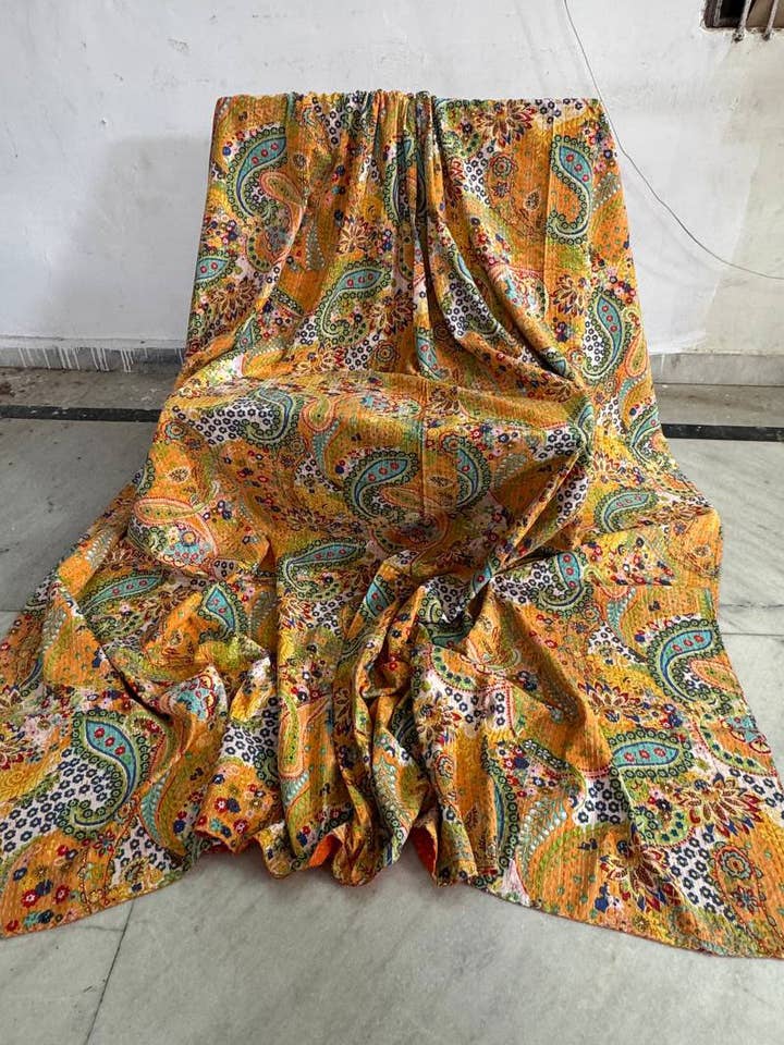 Blommönstrade Kantha-sydda Täcken Kasta Sängöverkast Filt för wholesale av GYPSY STUDIO