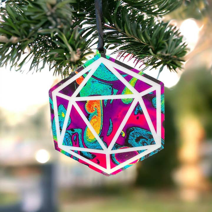 D20 Dice Dungeons and Dragons Christmas Ornament for wholesale by Sleepy Magnolia Designs