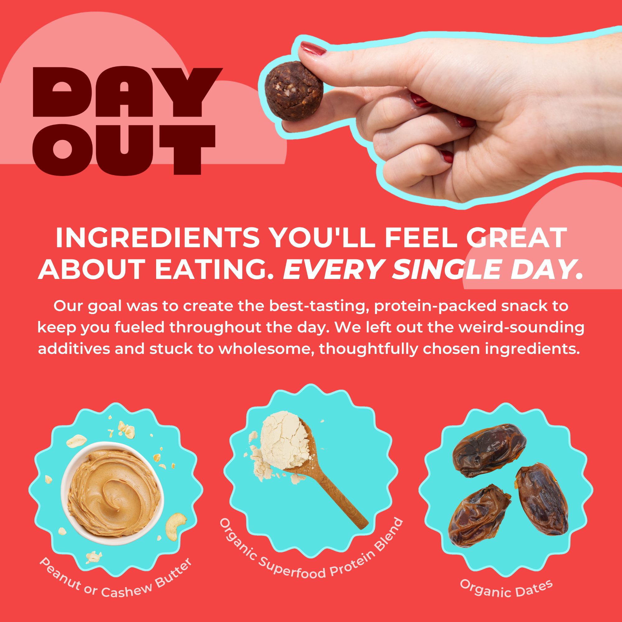 Day Out Snacks (previously Protein Power Ball) - Wholesale Snack Bar - Cookie Dough Protein Balls- Single Serve- 8 pack1