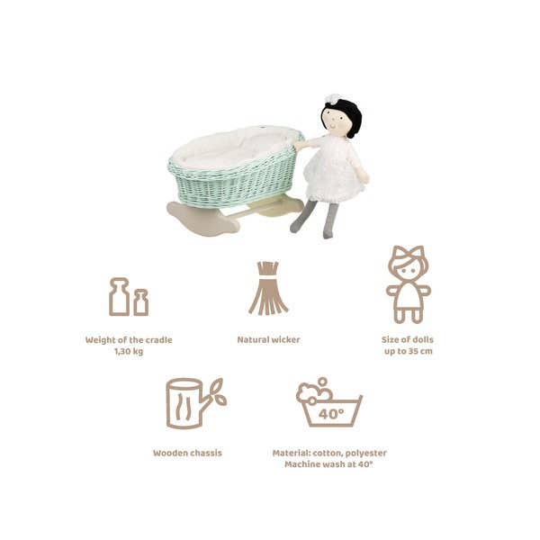 The Wicker Stories - Wholesale Doll Accessory Kit - Kids - Painted Swing Bed For Doll, Wicker Doll Cradle2