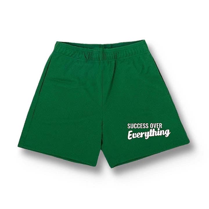 “Success” Mesh Shorts (Green) for wholesale by SuccessOverEverything Clothing