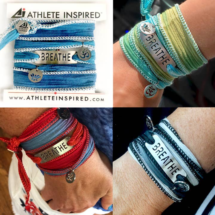 Bracelet à boutons inspirant BREATHE pour la vente par ATHLETE INSPIRED, Inc.