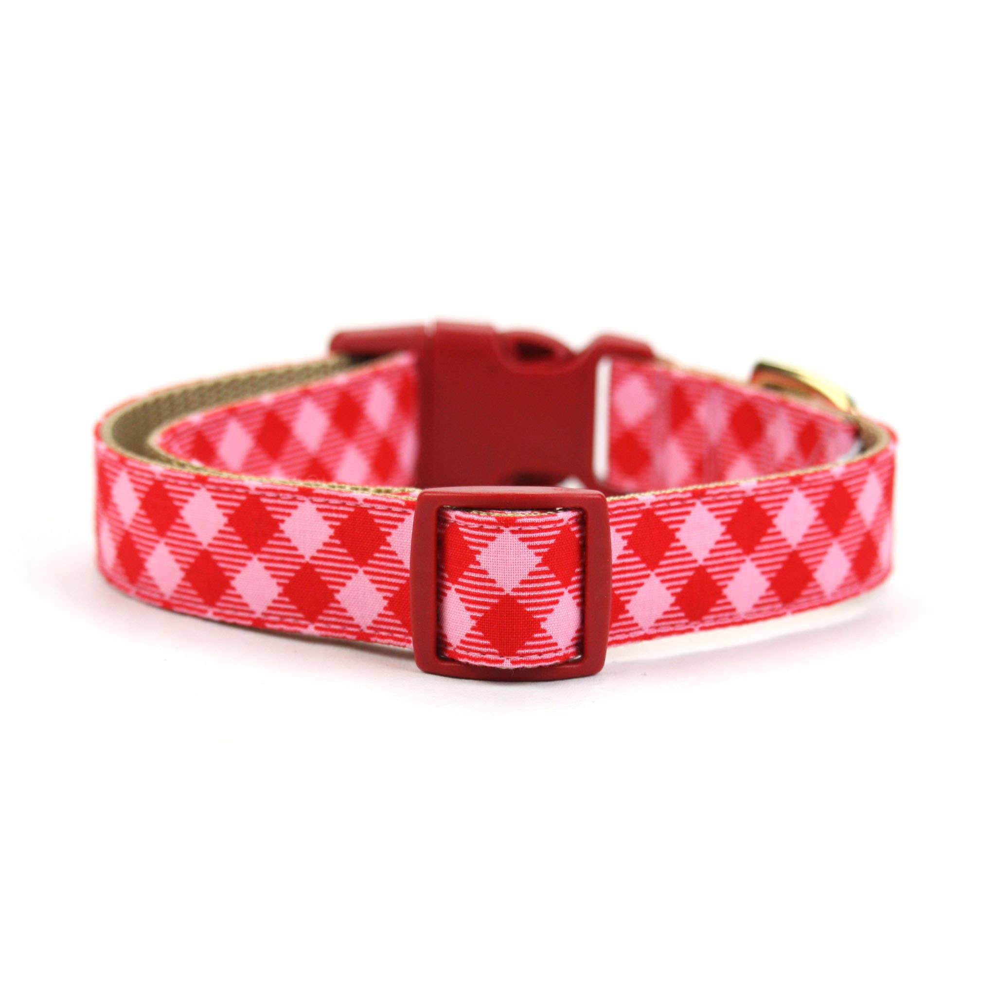 Dusidog – wholesale Halsband - Hund – Röd Gingham Check Hundhalsband, Alla hjärtans, Kanelsocker
