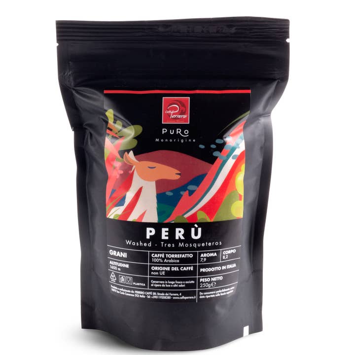 Caffè Perrero - Vente Grains de café - Perrero Café Pure Origine - Pérou Tres Mosqueteros 250g