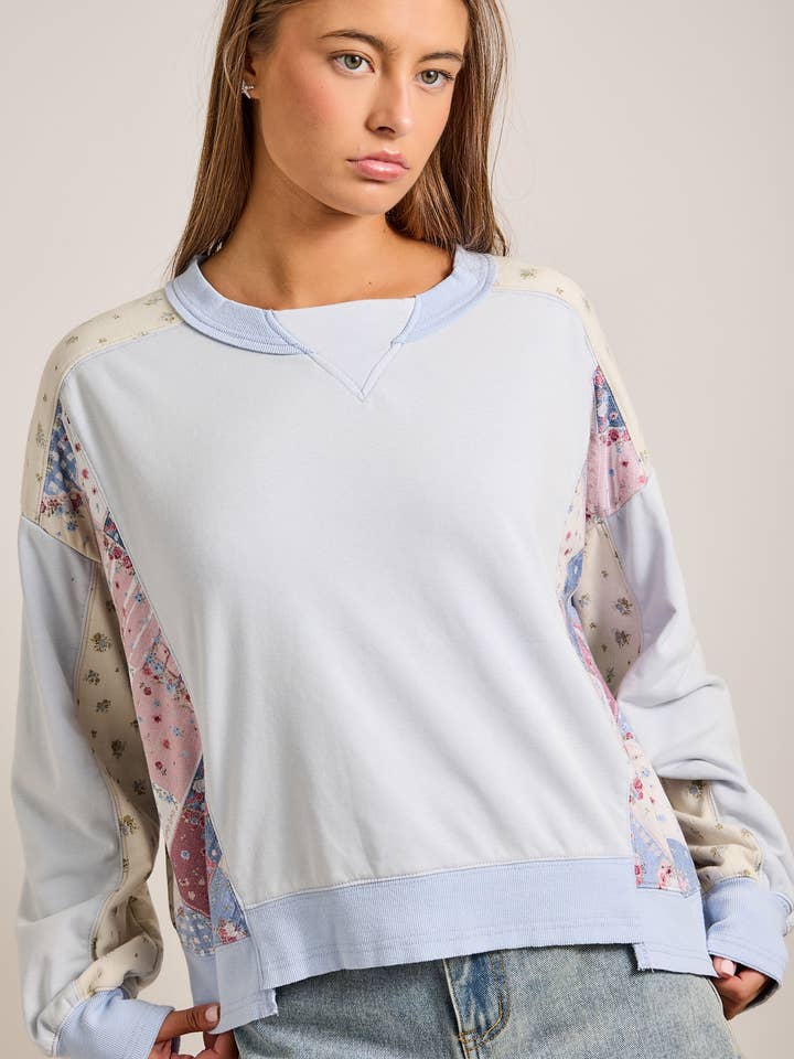 Patchwork Pastel Sweatshirt – Cozy Casual Pullover for wholesale by Main Strip