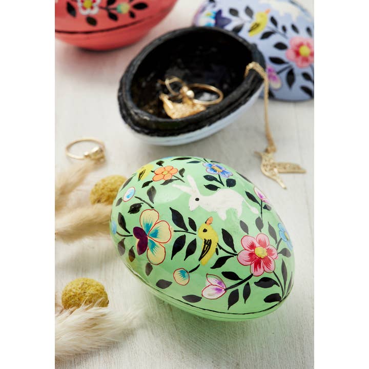 Namaste - Wholesale Decorative box - Kashmiri Bunny&Chick Hand Painted Egg Gift Box1