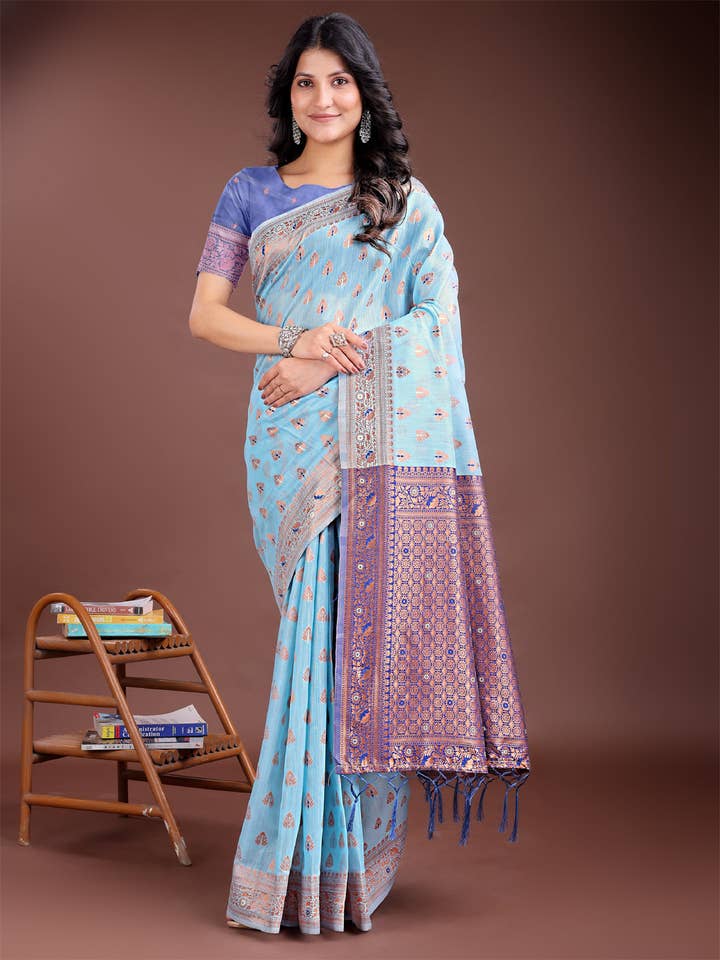 India shopping - Wholesale Dress - Women's - Soot Symphony Linen Cotton Sarees Collection | Ready To Wear SKU - ASASA1001 to 06