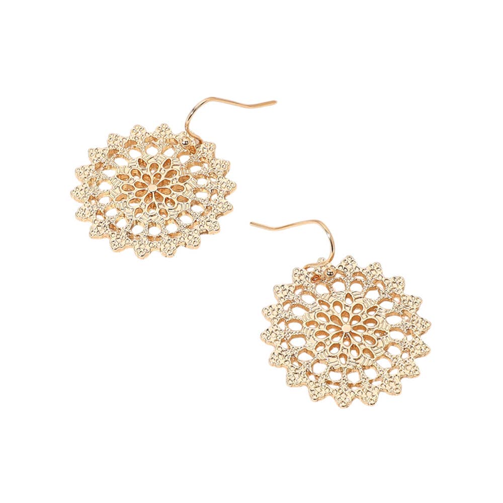 Sensibling Corp. - Wholesale Dangle Earrings - Metal Filigree Round Dangle Earrings
4