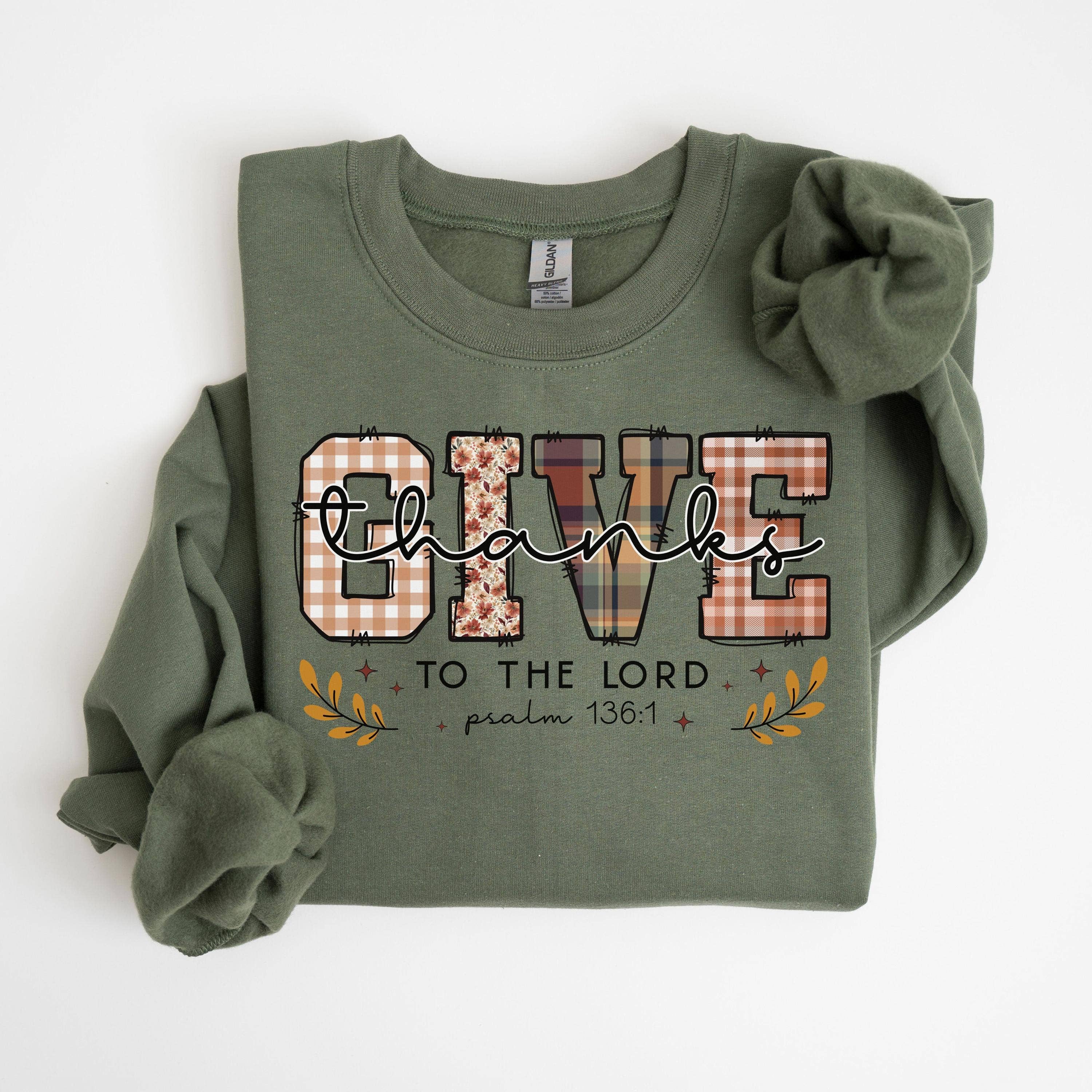 NVC Ecommerce LLC - Wholesale T-Shirt (Graphic) - Women's - Give Thanks To The Lord Tee, Christian Thanksgiving Sweater4