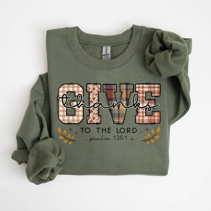 NVC Ecommerce LLC - Wholesale T-Shirt (Graphic) - Women's - Give Thanks To The Lord Tee, Christian Thanksgiving Sweater4