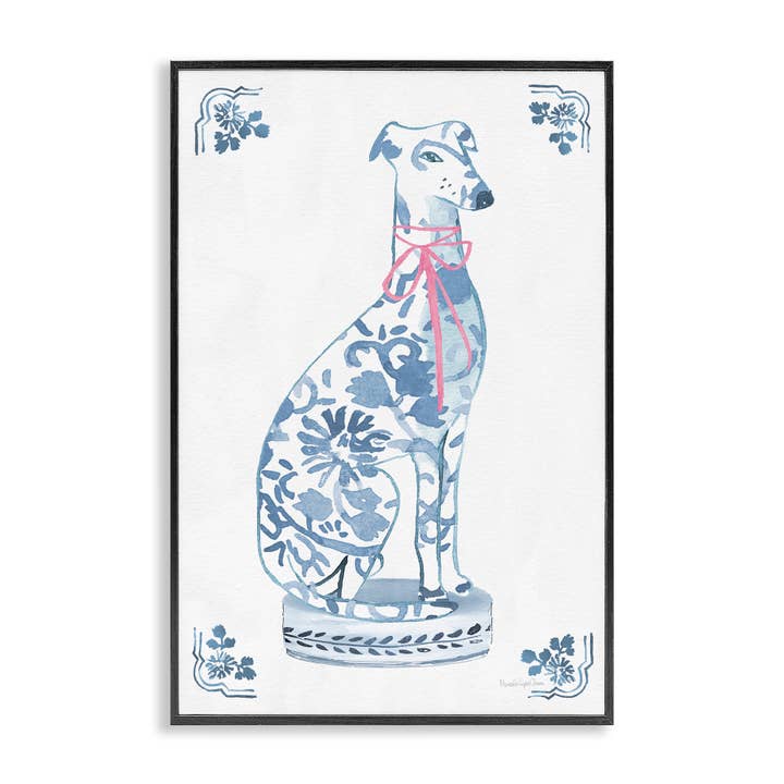 Chinoiserie-Hundestatue - Gerahmte Wandkunst für den Großhandel von Stupell Industries