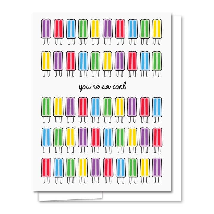 Du är så cool (Popsicles) - Boktryckta roliga kärlekskort för wholesale av Quick Brown Fox Letterpress