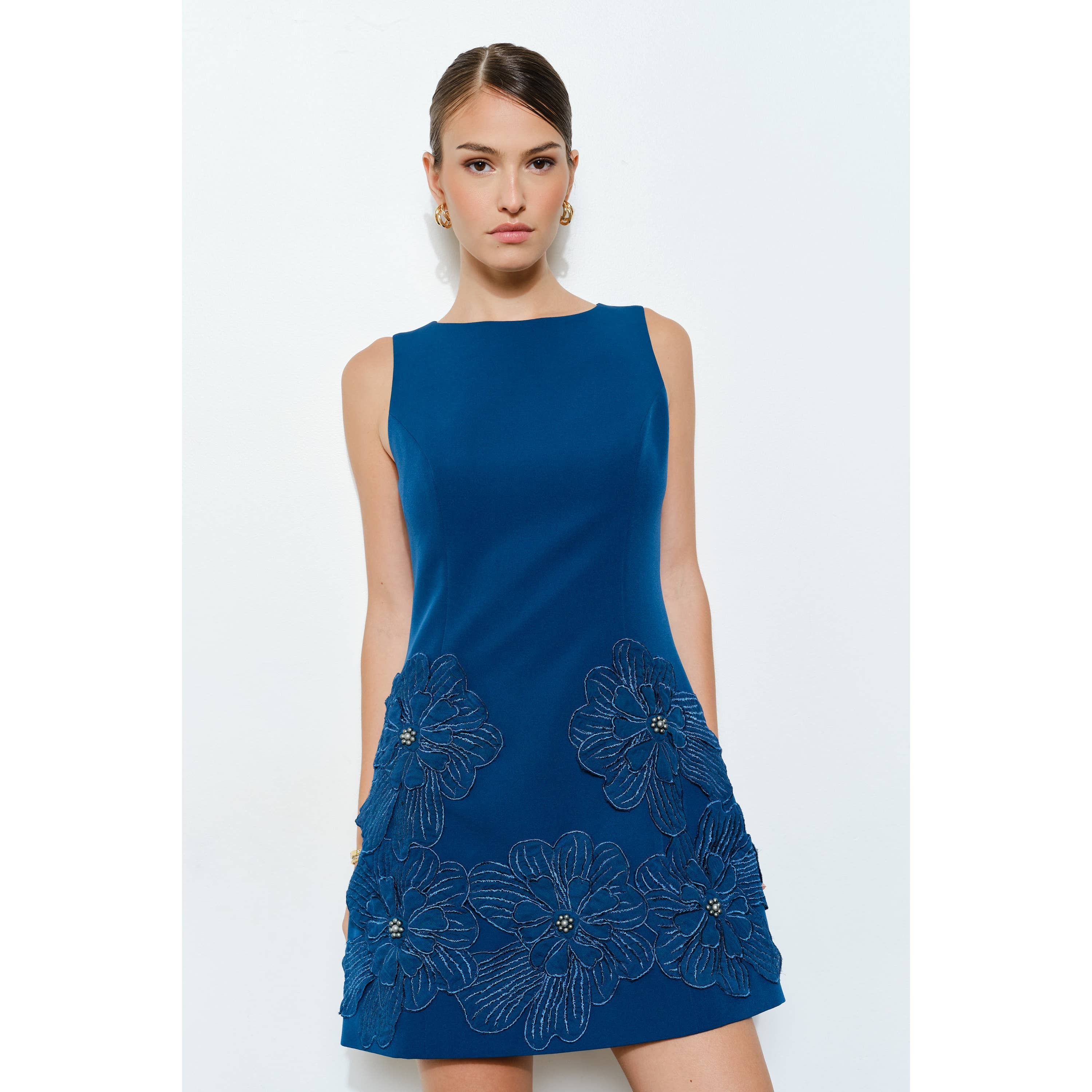 INA - Wholesale Dress - Women's - Floral Applique Sleeveless Mini Dress10
