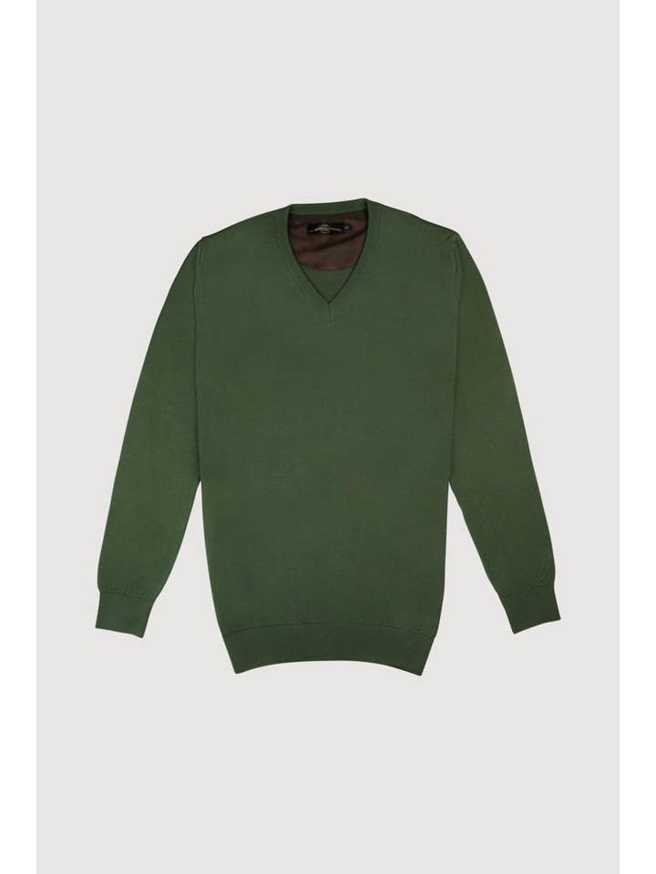 ARMAZÉM DAS MALHAS - Wholesale Gebreide trui - Heren - Klassieke trui met V-hals - Groen1