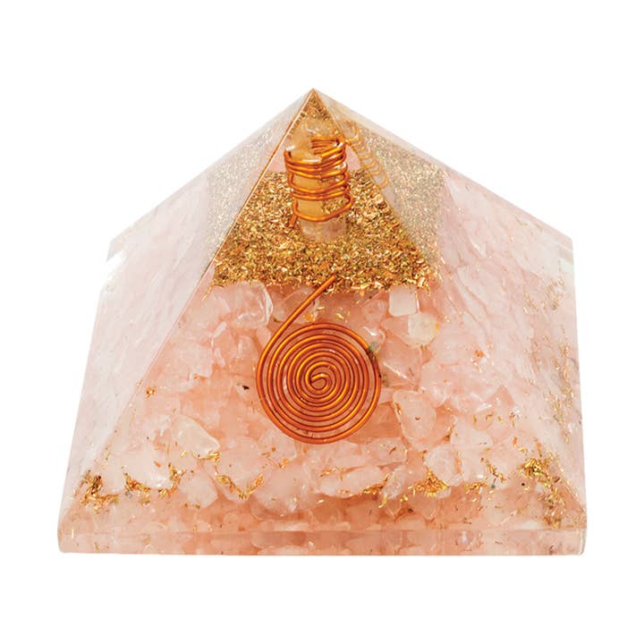 Designs by Deekay Inc. - Wholesale Spiritual Stone/Crystal - Orgonite Crystal Pyramid w/ Copper (60-70 mm.) - Rose Quartz