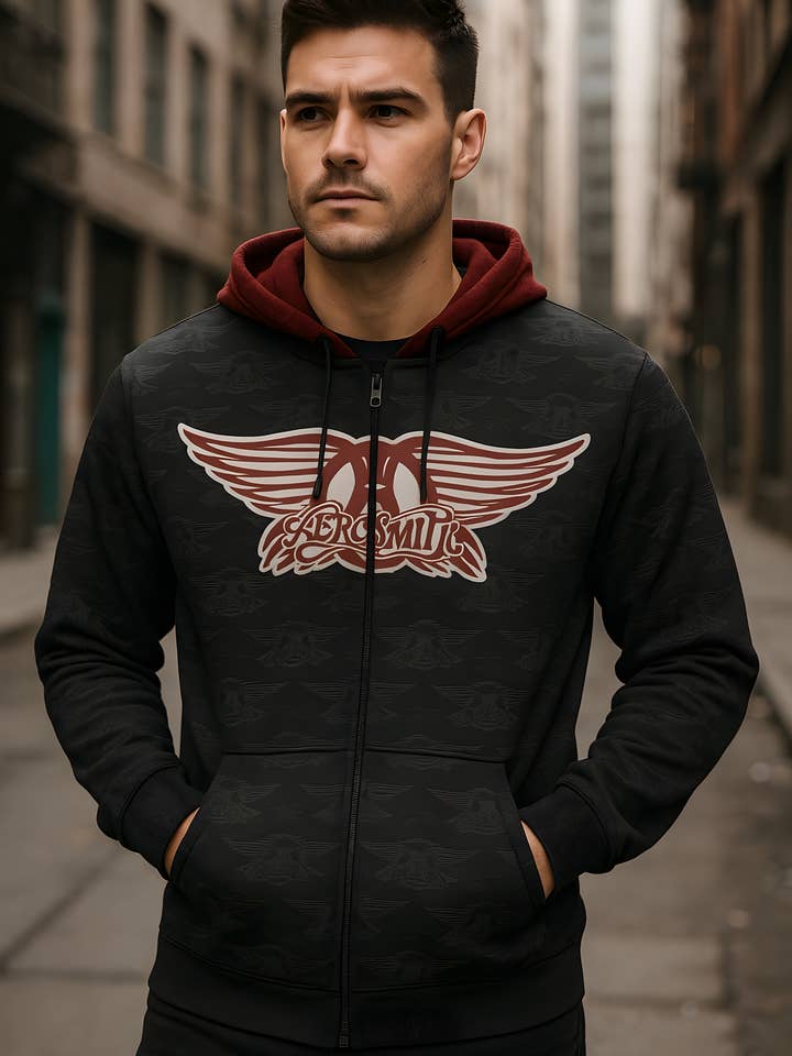 Official Store - Venta al por mayor Sudadera con capucha - Hombre - Aerosmith - Sudadera con capucha y cremallera para hombre Rockin'4