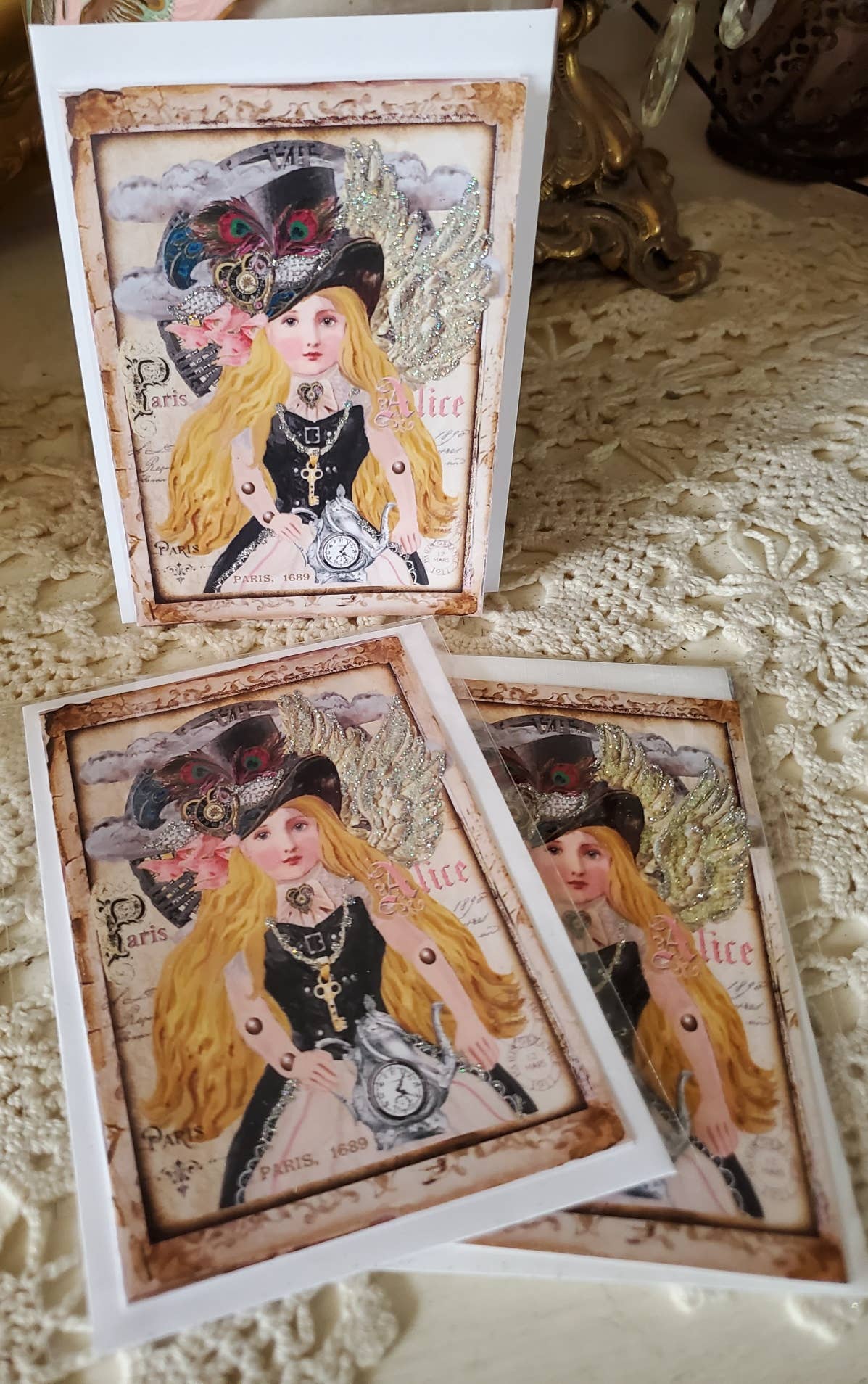 Little Heart Designs – Großhandel Grußkarten für den Alltag – Steampunk Alice n Wonderland Mini-Grußkarte1