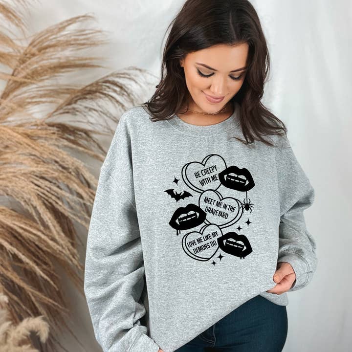 Goth Candy Hearts Sweatshirt for wholesale by Ink Attic Wholesale