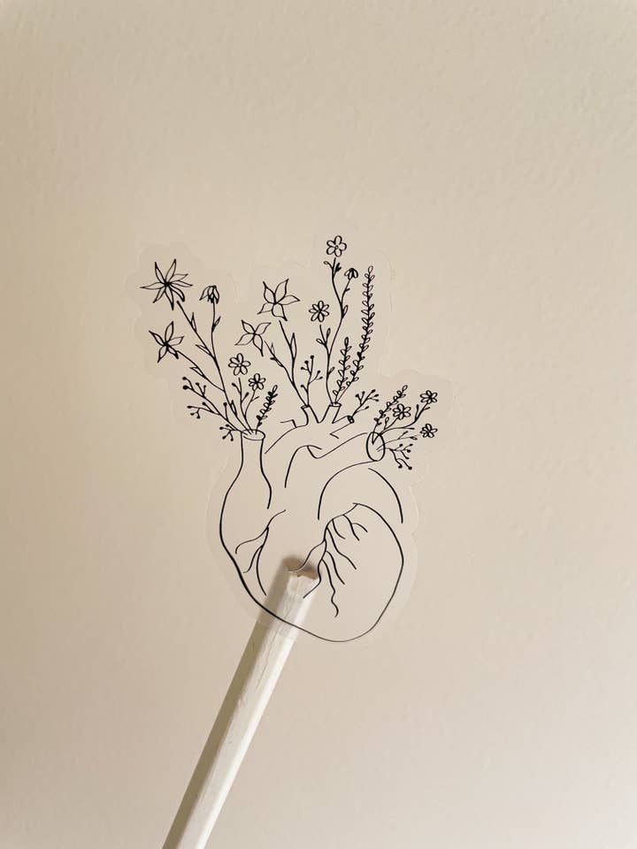 Autocollant anatomique floral en forme de cœur pour la vente par gentle wolf collection