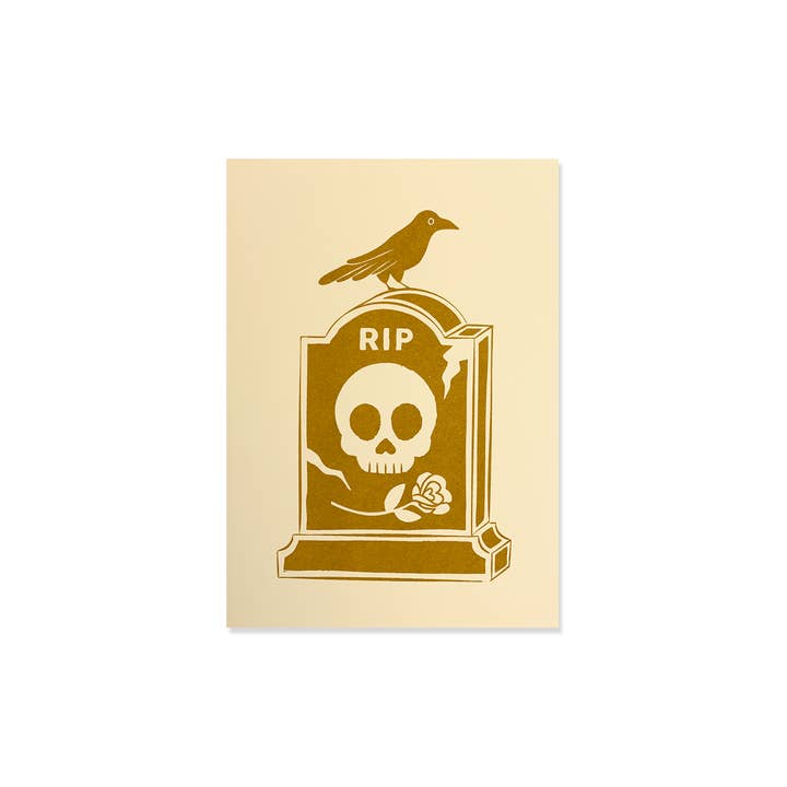 Wildkat Studio - Wholesale Art Print - Raven & Gravestone Risograph Art Print2