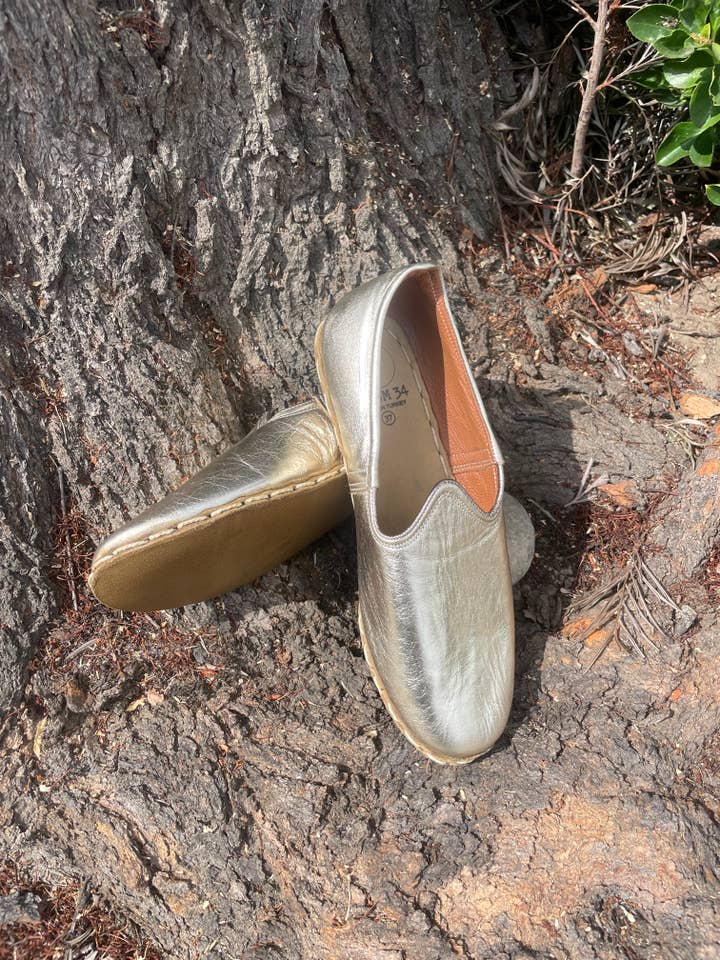 Gold Leather Mules for wholesale by Room34 llc
