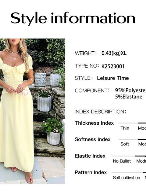 YNIQUE - Venta al por mayor Vestido - Mujer - Vestidos elegantes de cintura imperial de gasa con volantes para mujer