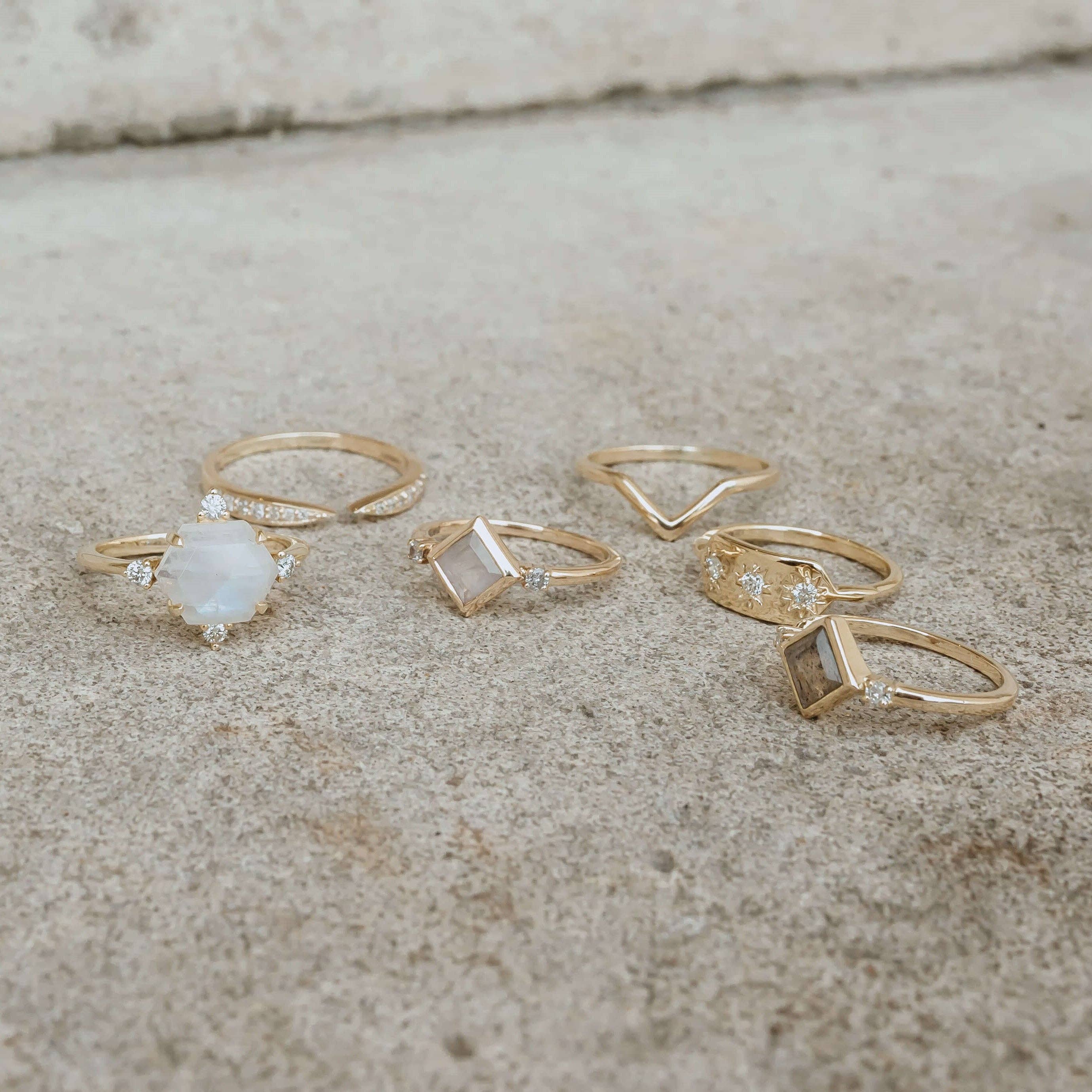 ZOHREH - Wholesale Signet Ring - Diamond Starburst Ring 9k Gold6