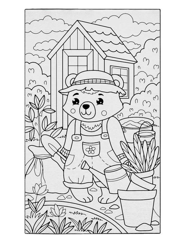 Le jardin de grand-mère Bear pour la vente par Coloring Rugs