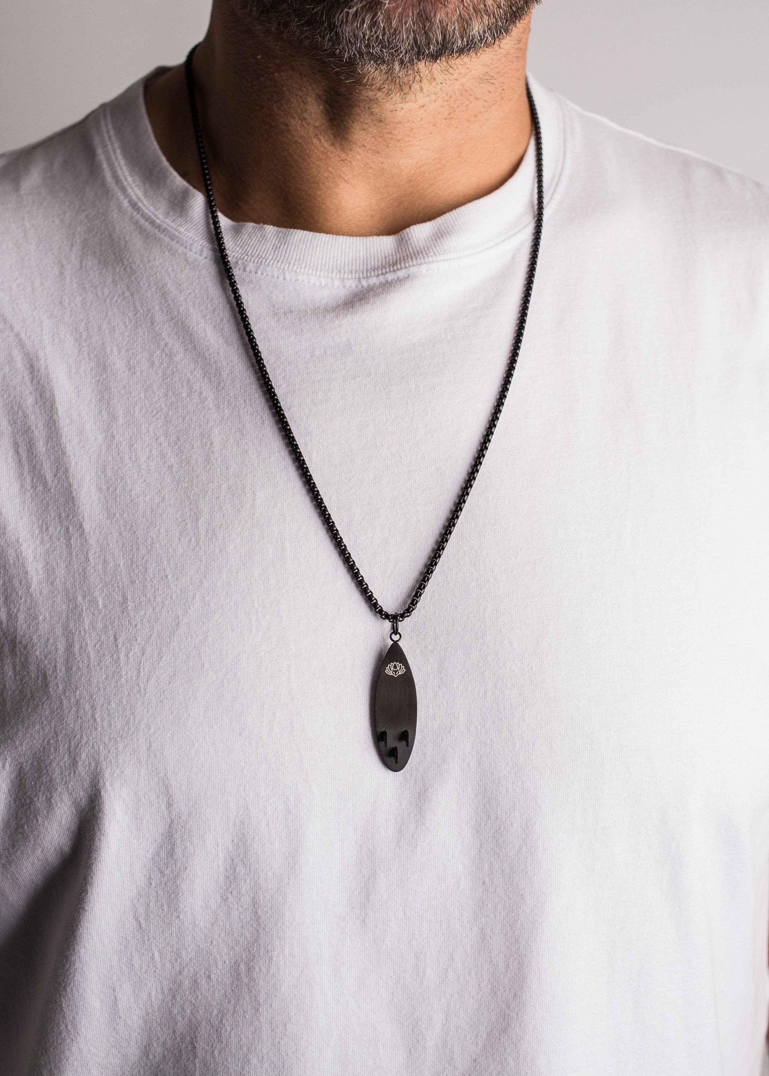 Blackskies - Wholesale Pendant/Charm Necklace - Nalu Surf Board Pendant / Necklace Matte Black 70 cm1