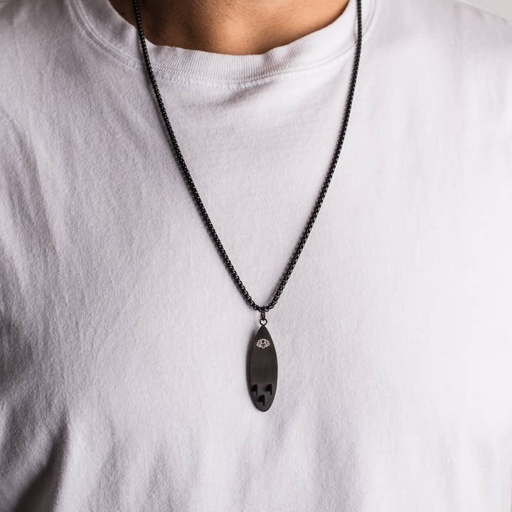 Blackskies - Wholesale Pendant/Charm Necklace - Nalu Surf Board Pendant / Necklace Matte Black 70 cm1