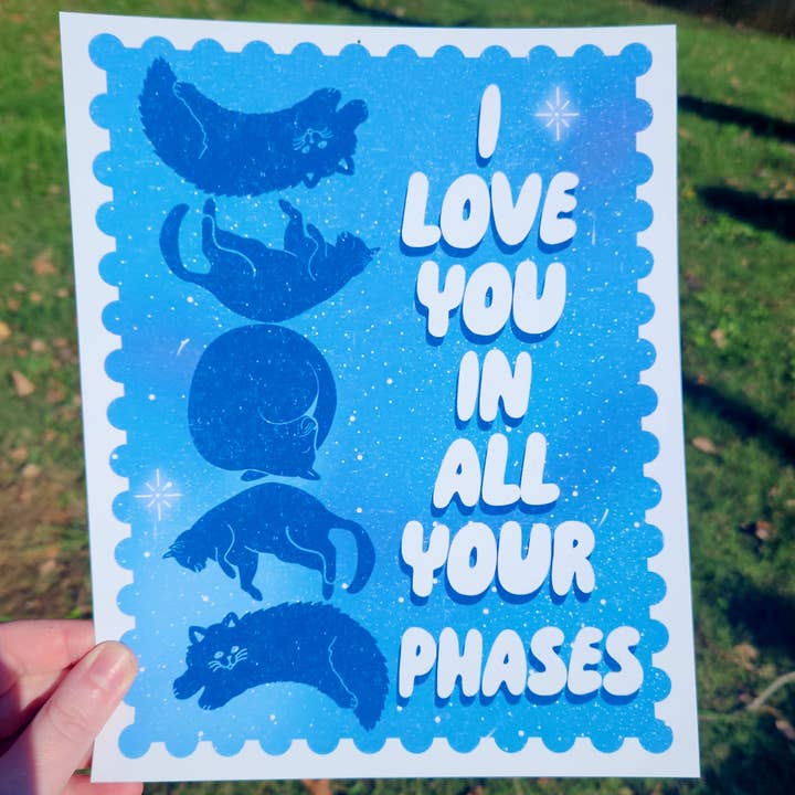 J'adore toutes tes phases d'impression artistique céleste de chat. pour la vente par Luxe Trauma