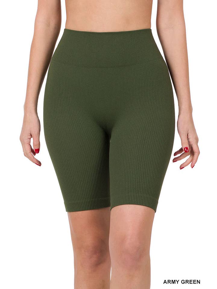 Vanilla Monkey - Wholesale Athletic Shorts - Women's - Seamless Ribbed High Waist Biker Shorts