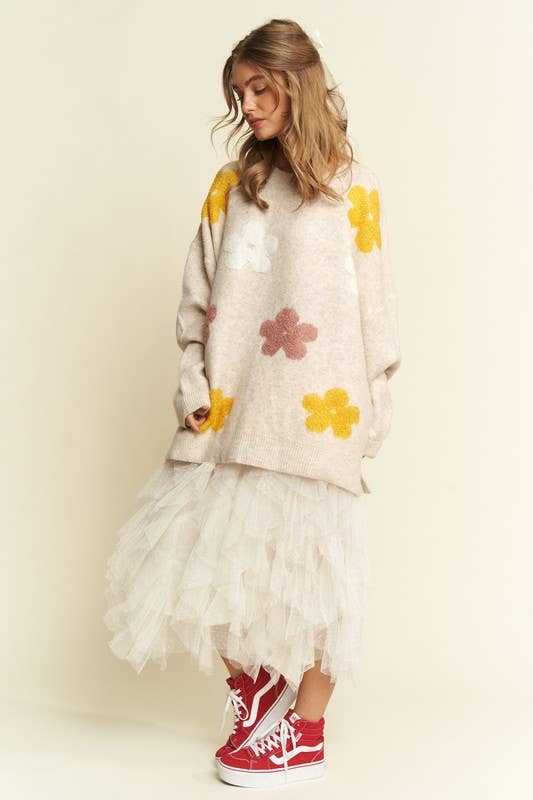 JADE BY JANE - Wholesale Knit Sweater - Women's - OVERSIZED LONG SLEEVE FLORAL GRAPHIC KNIT SWEATER6