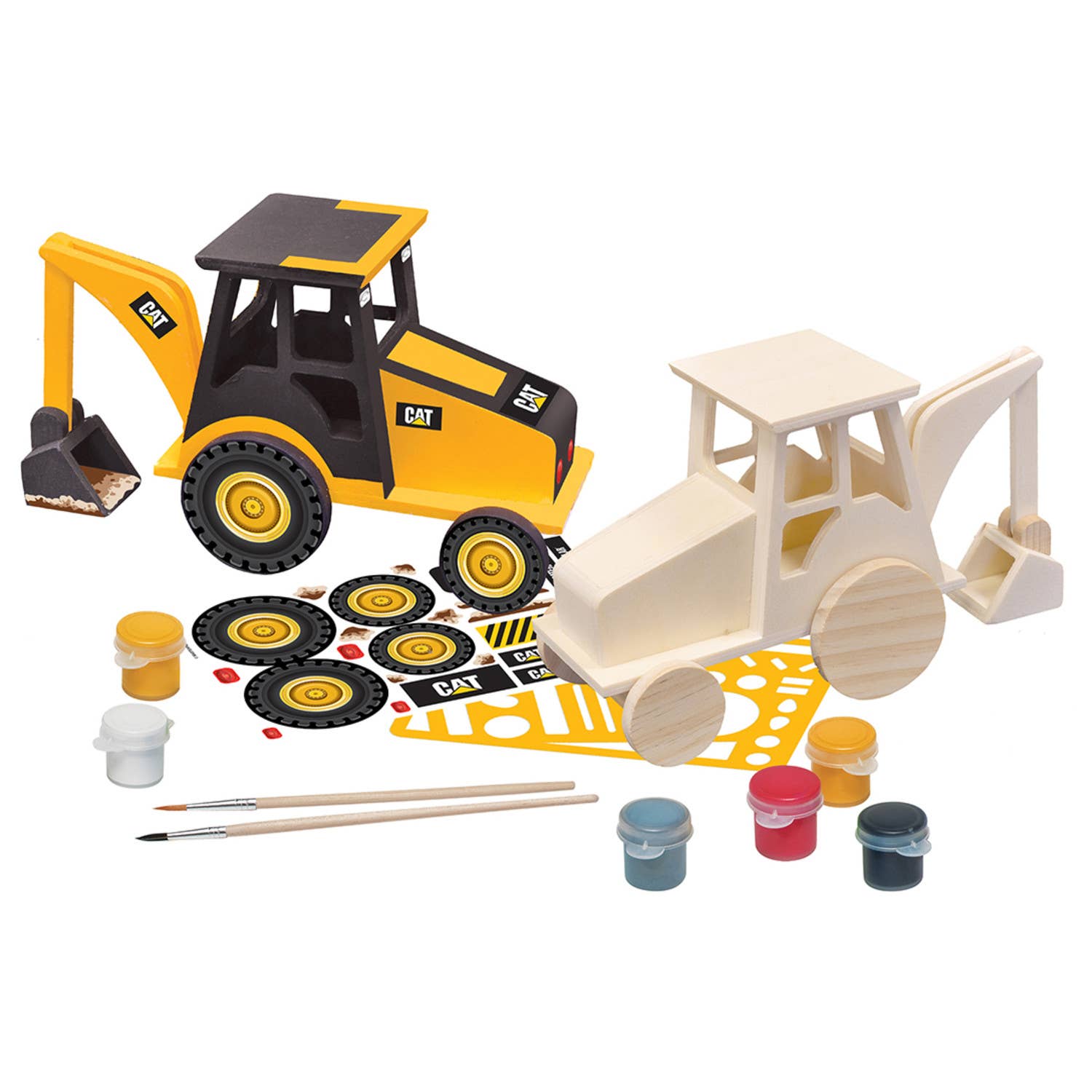 Masterpieces Puzzles - Wholesale DIY Craft Kit - CAT - Caterpillar Backhoe Wood Paint Kit1