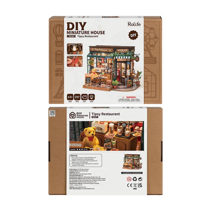 Robotime - Wholesale DIY Craft Kit - DG167 Tipsy Restaurant Rolife DIY House Crafts Miniature 5