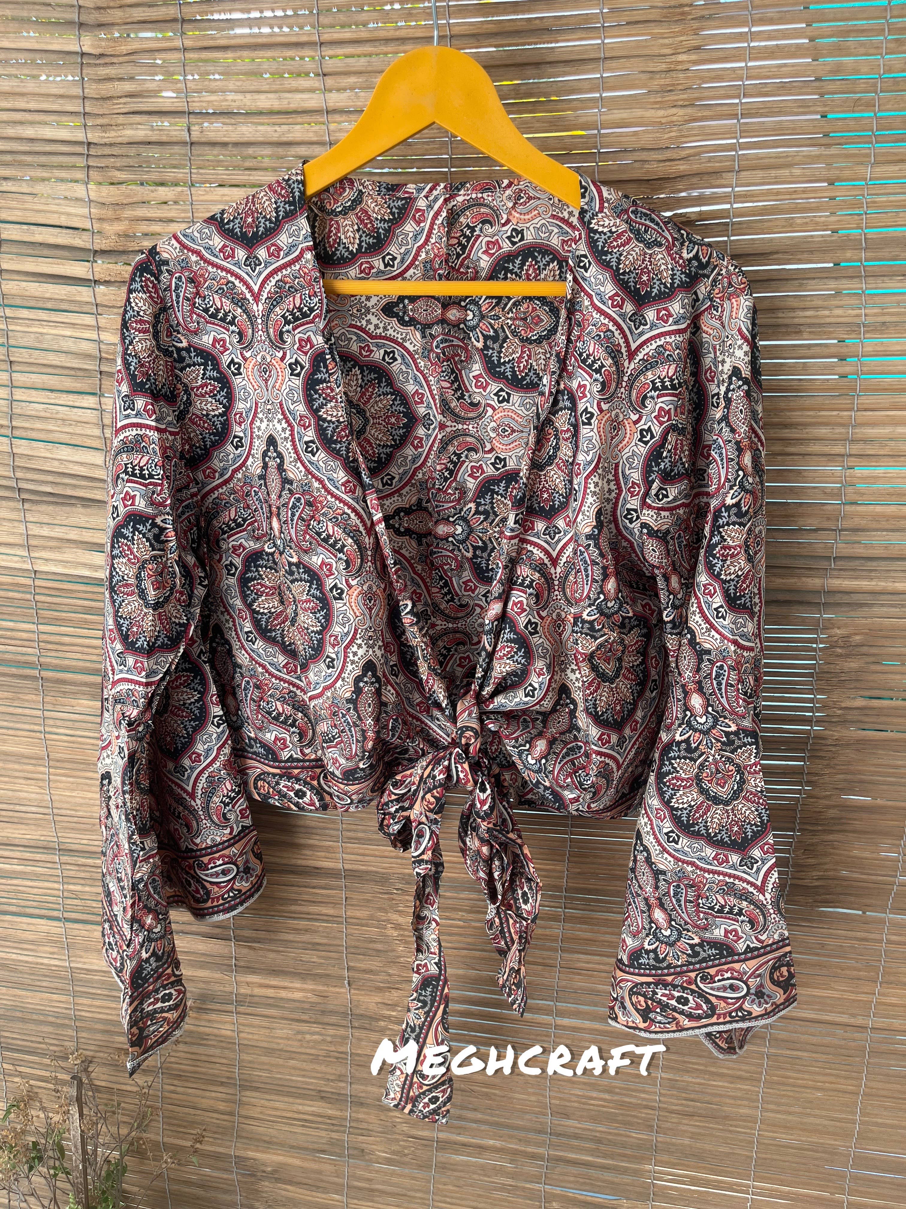 Meghcraft – Engroshandel Bluse - Dame – Silketop med klokkeærmer og bindebånd8