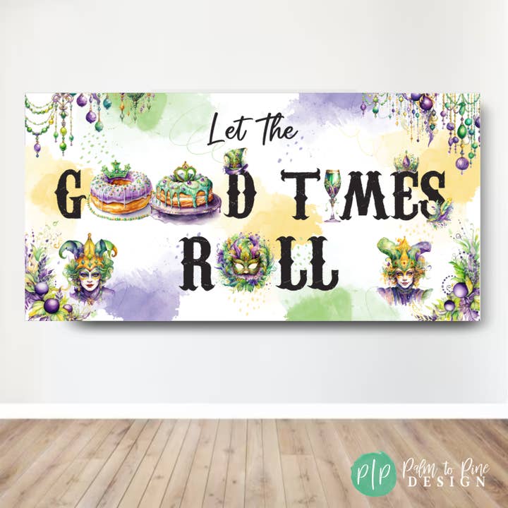 Palm to Pine Design - Wholesale Banner - Mardi Gras Banner, Mardi Gras Backdrop, Printed on Vinyl4