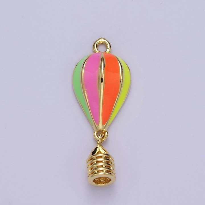 Pendentif Montgolfière Plaqué Or 24K, Collier Émaillé Coloré Délicat, Charm de Bracelet Boucle d'Oreille pour Fourniture de Fabrication de Bijoux DIY E-764 pour la vente par Aim Eternal