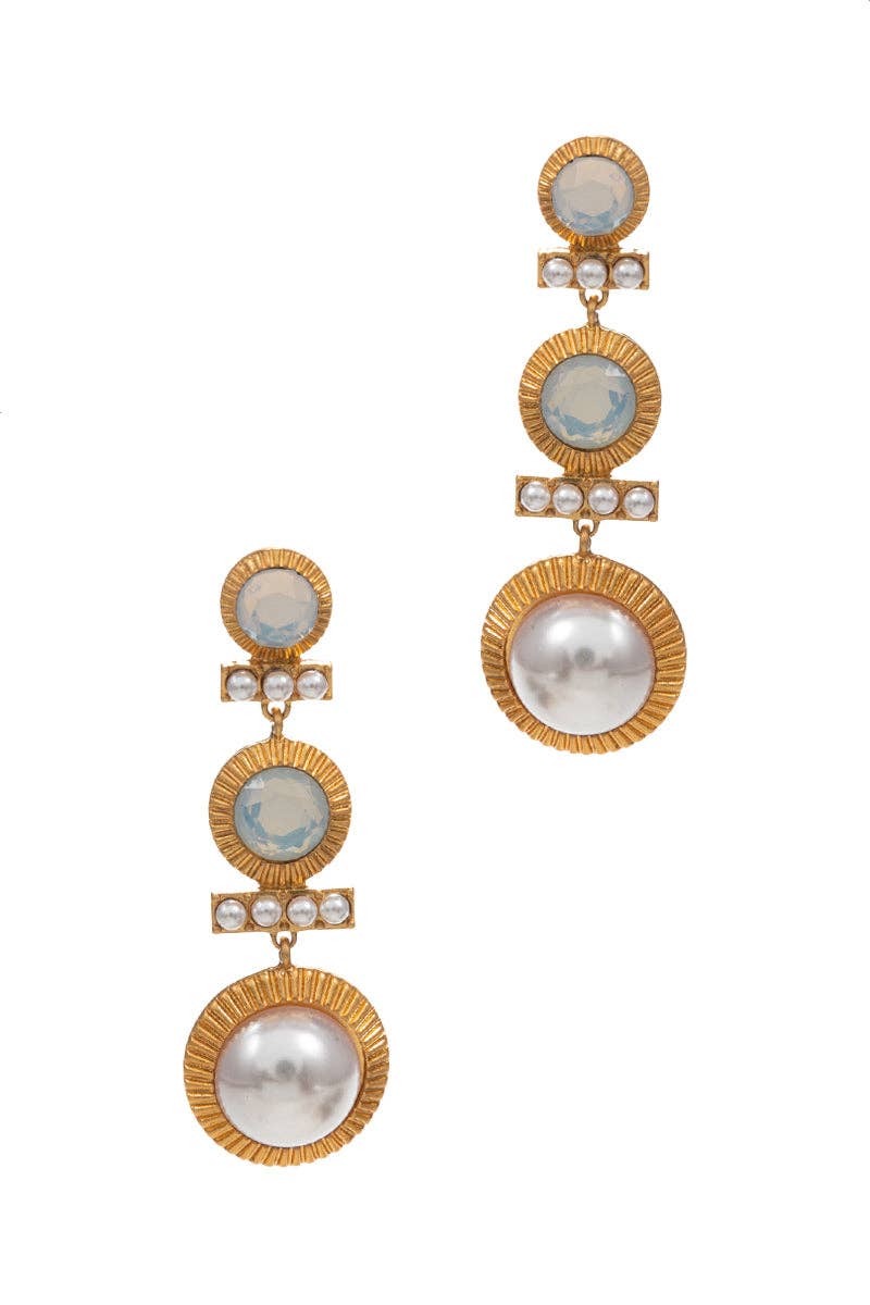 Designature New York – Großhandel Ohrhänger – Ohrringe mit linearem Design aus Perlenglas und drei Tropfen.4