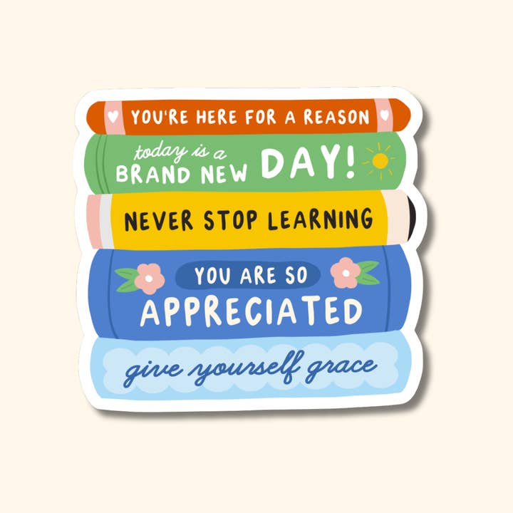 Encouragement Stack Sticker, Teacher Appreciation Vinyl Gift for wholesale by Oh Happy Dani
