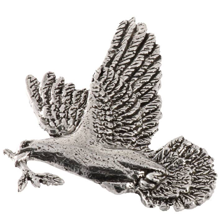 Peace Dove with Twig Premium Pewter Bird Reversspeld voor wholesale door Creative Pewter Designs