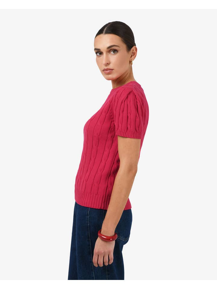 Forcast - Wholesale Knitted jumper – Women′s - Forcast Women's Berry Puff Sleeve Cable Knit3