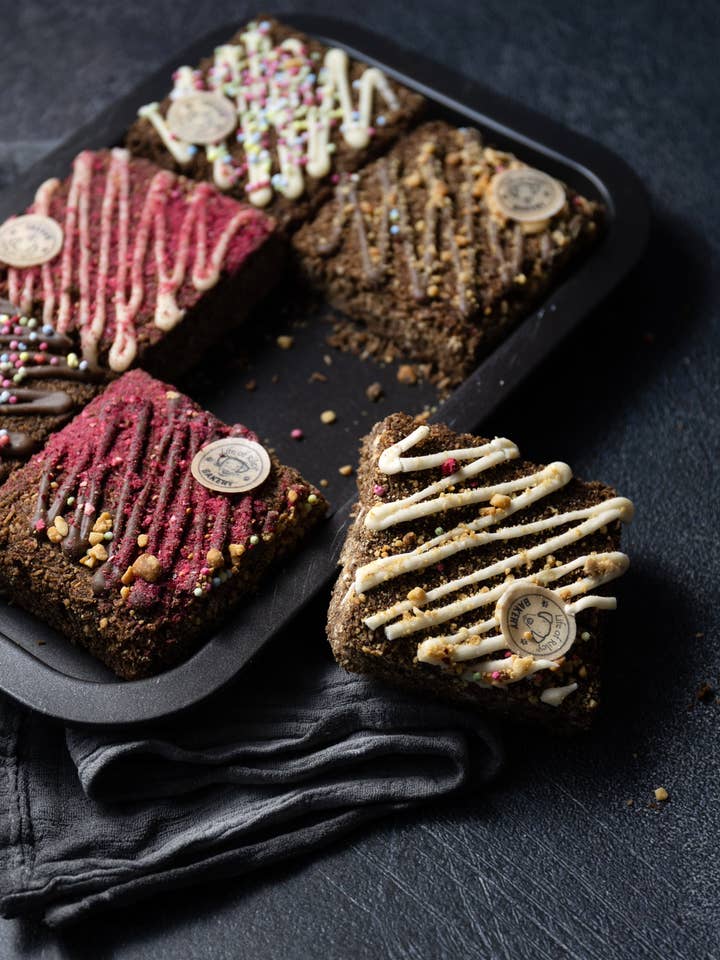 Deluxe Doggy Brownies (Box of 9) (TRADE) for wholesale by Life Of Riley Bakery Ltd