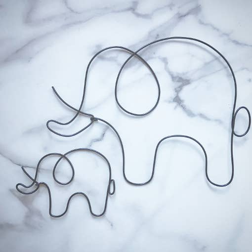 What A Wonderful Word - Wholesale Wall Accent - Elephant Pair Handmade Wire Wall Artwork